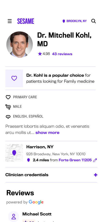 Sesame doctor profile