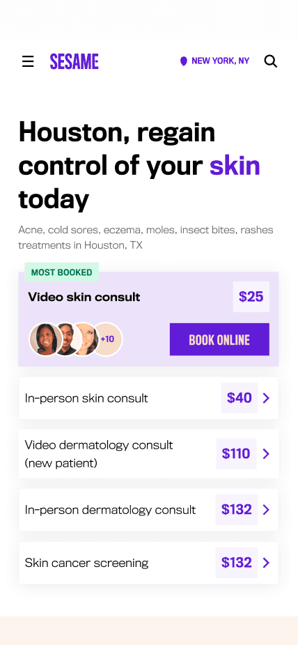 Sesame skin care landing page