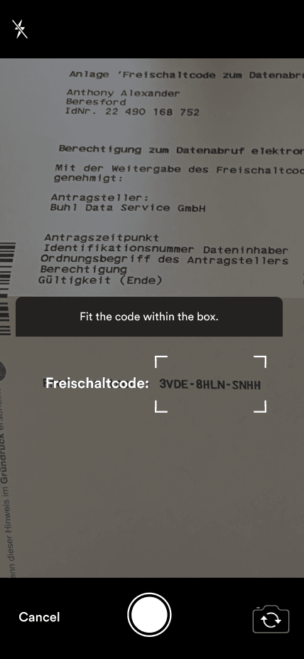 Taxfix code scanner