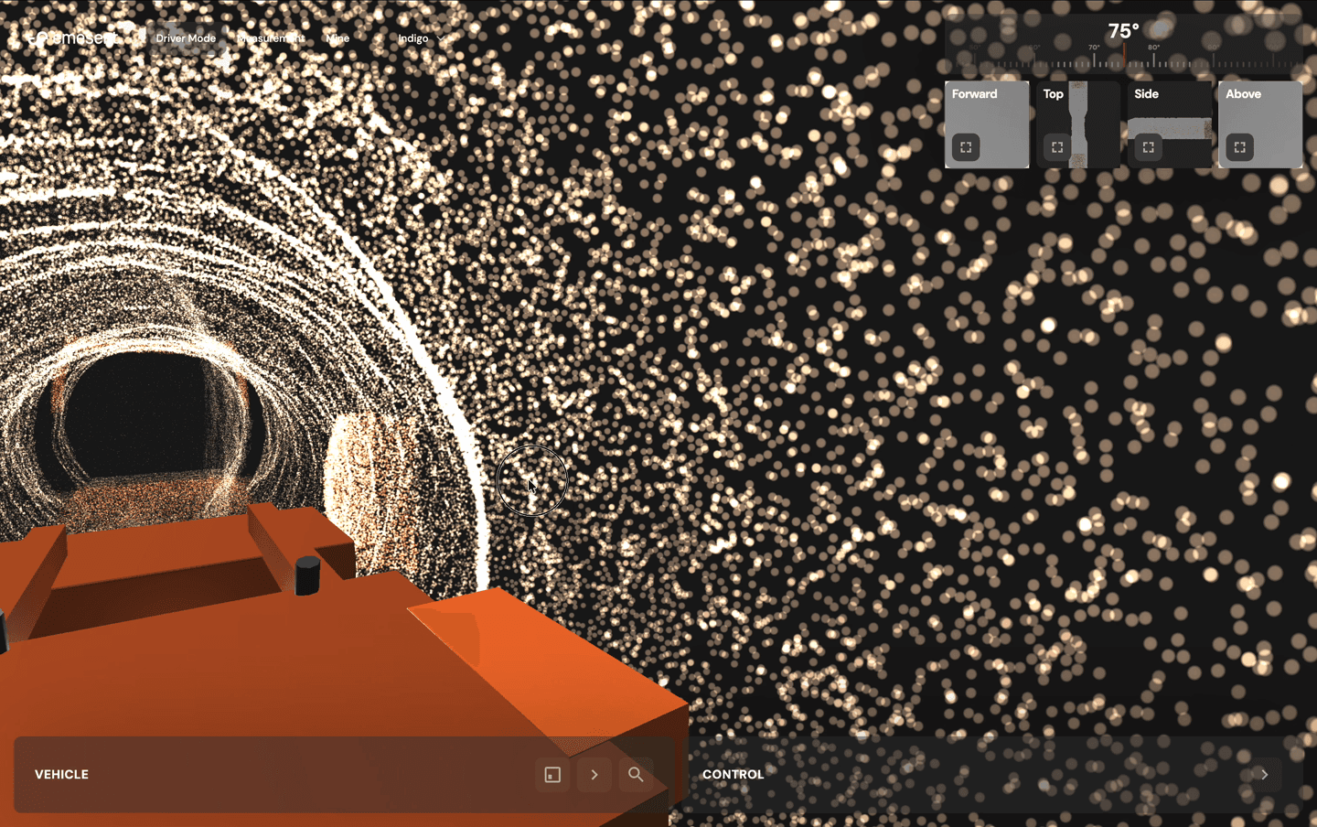LHD code prototype rendering 567,000 live 3D points in a tunnel environment
