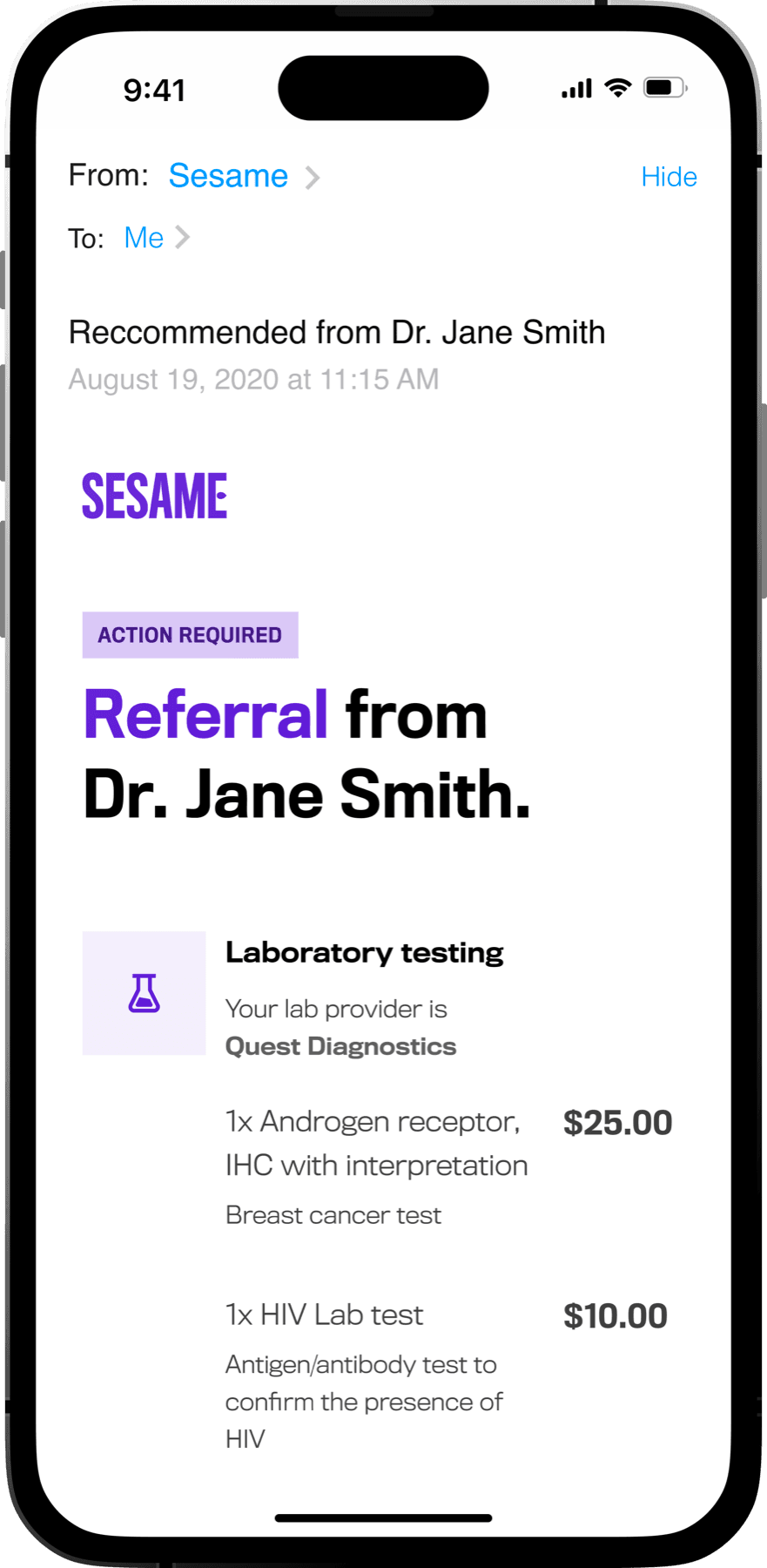 Sesame search flow showing the entry point experience
