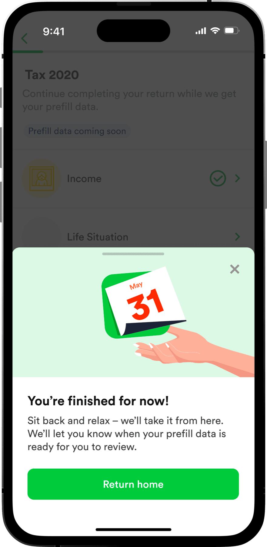 Screen 3: Government data request submitted with waiting period explanation