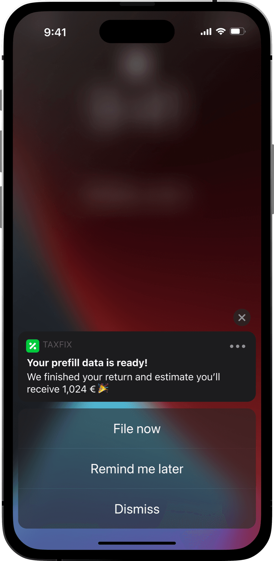 Screen 4: Data received notification designed to bring users back into the funnel